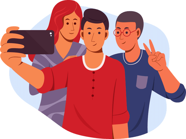 Friends taking a selfie together